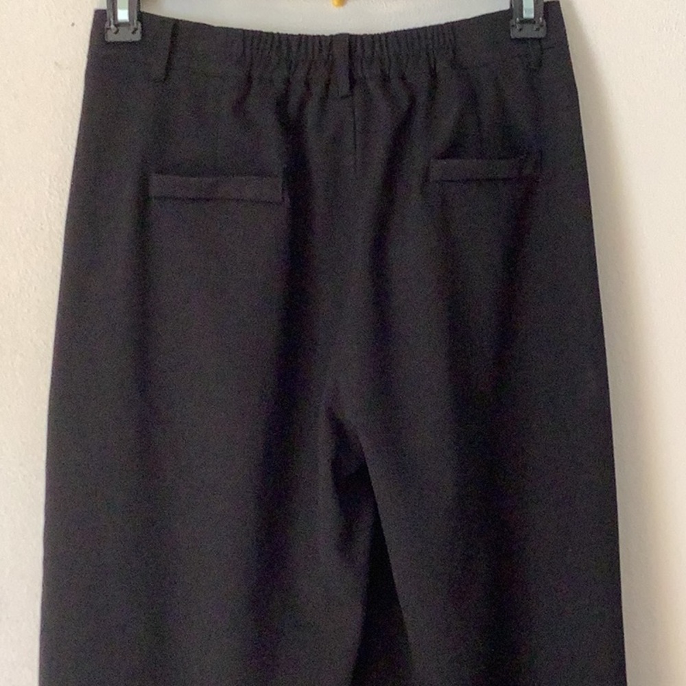 Black Wide-Leg Dress Pants with Relaxed Fit - Picture 4 of 6